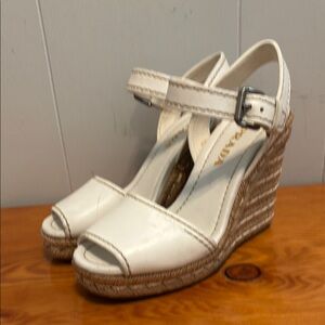 Prada White Espadrilles with Metallic Buckle